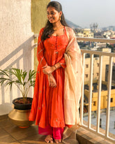 Tulsi Chanderi Zardozi Kurtha Set